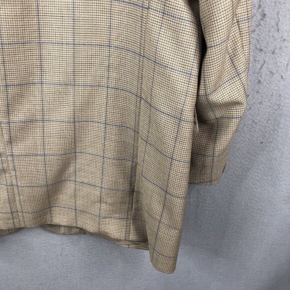 Emernegildo Zegna Sport Coat Mens 44R Tan Blue Plaid Windowpane Wool Academi - Picture 13 of 16